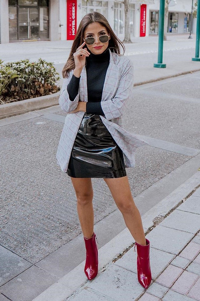 Hounds-tooth Red Tartan Long Blazer - Kerrie-Jackets