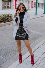 Hounds-tooth Red Tartan Long Blazer - Kerrie-Jackets