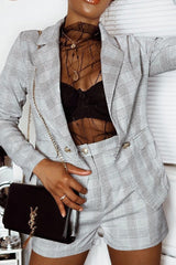 Hounds-tooth Tailored Blazer and Shorts Co-ord - Catie-Co-ords