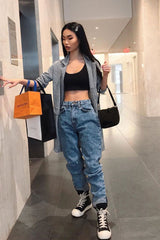 Hounds-tooth Tartan Long Blazer - Kerrie-Blazers