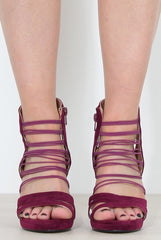 Hunter Purple Suede Caged Heels-Heels
