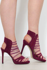 Hunter Purple Suede Caged Heels-Heels