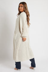 Stone Balloon Sleeve Maxi Knit Cardigan - Imara