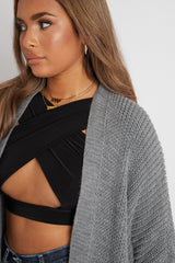 Grey Balloon Sleeve Maxi Knit Cardigan - Imara