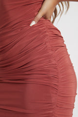 Rust Ruched Side Dress - Alera