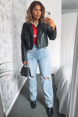 Mid Wash Denim Distressed Knee Extra Long Jeans - Ivelisse