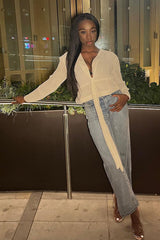 Nude Extreme Plunge Structured Peplum Pleated Top - Ivy