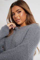 Grey Scoop Neck Fluffy Jumper - Ameliah