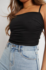 Black Mesh Ruched Bodysuit - Myers