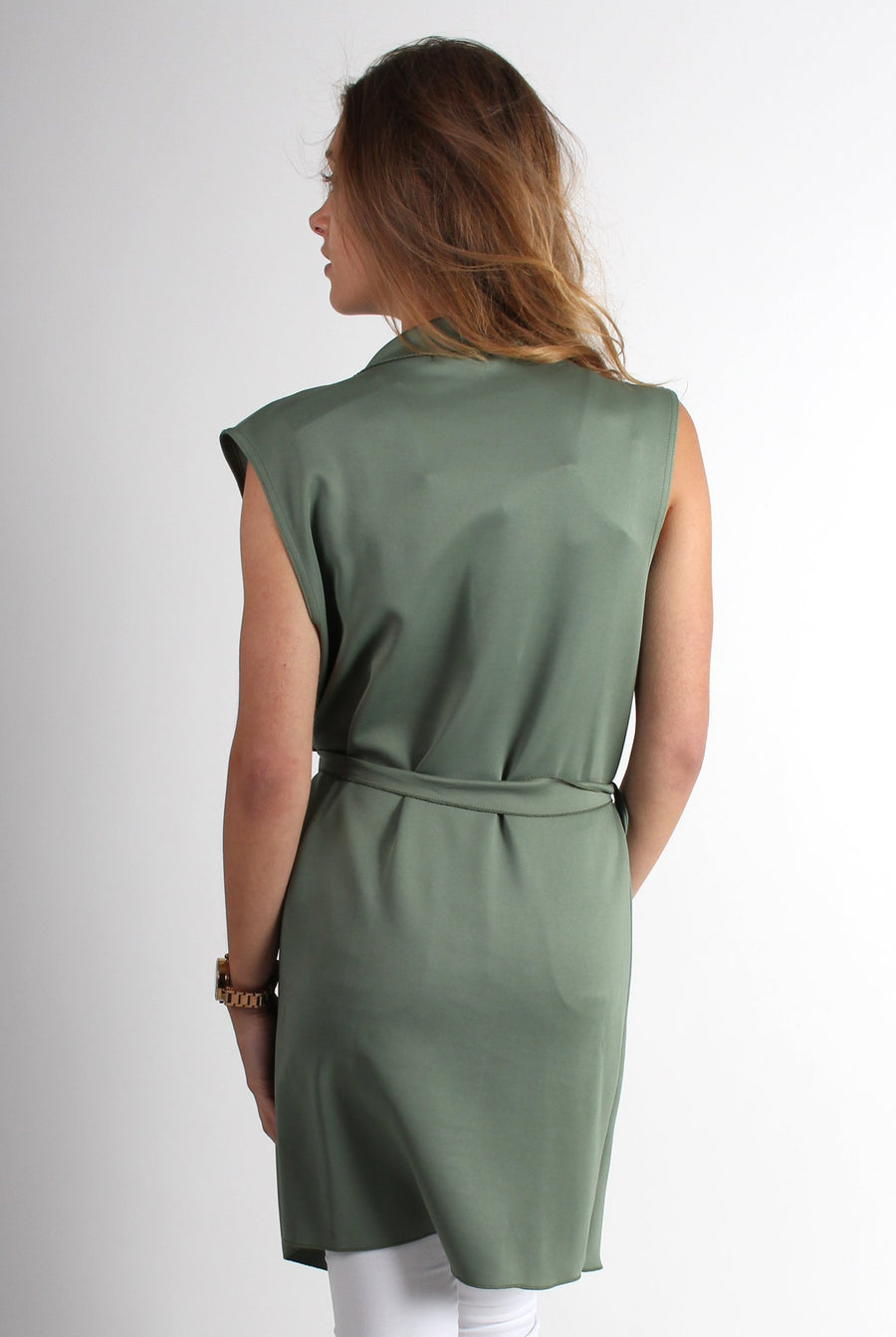 Imogen Khaki Waterfall Jacket-Jackets