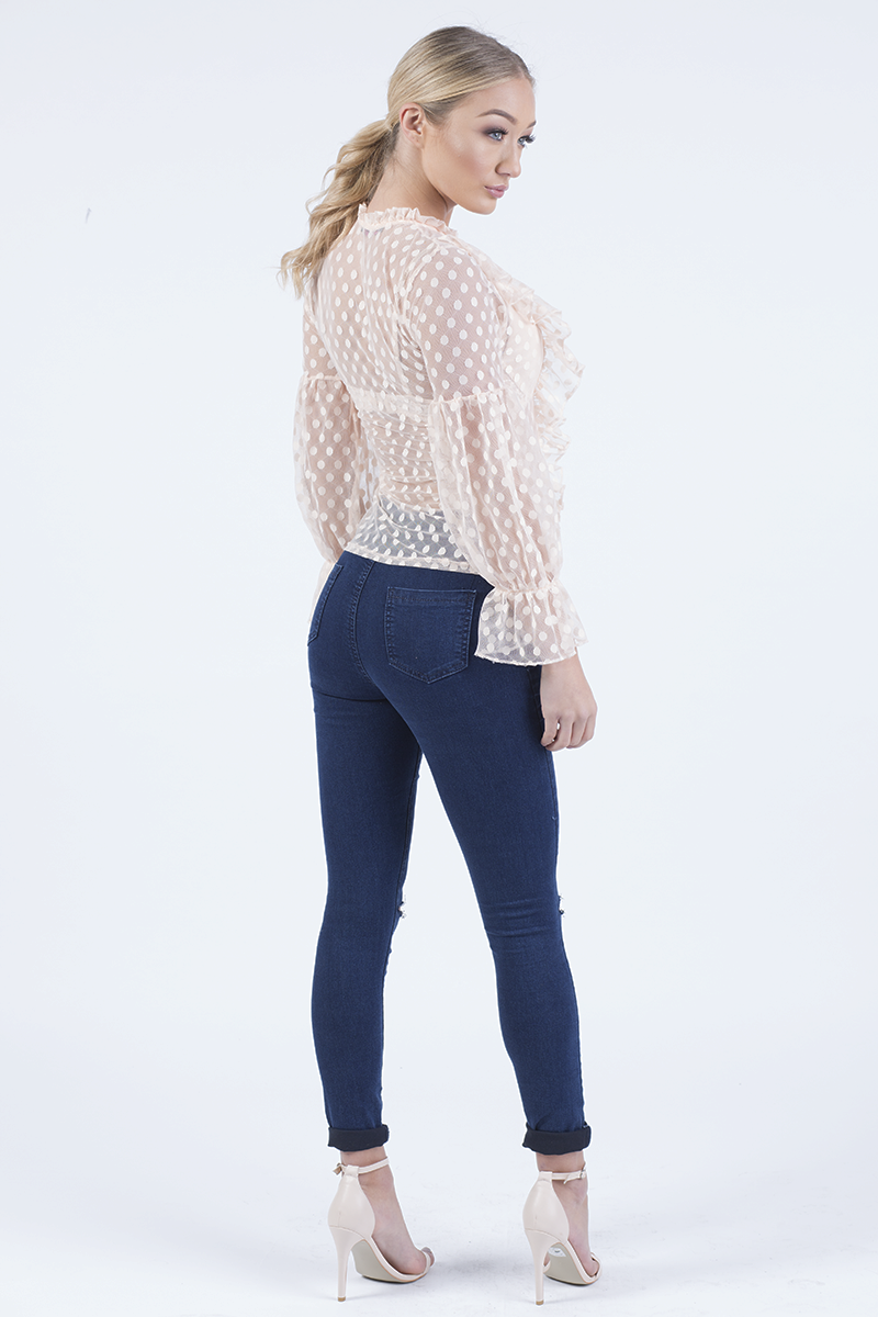 Indigo High Waisted Ripped Knee Skinny Jeans - Amara-Jeans