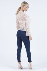 Indigo High Waisted Ripped Knee Skinny Jeans - Amara-Jeans