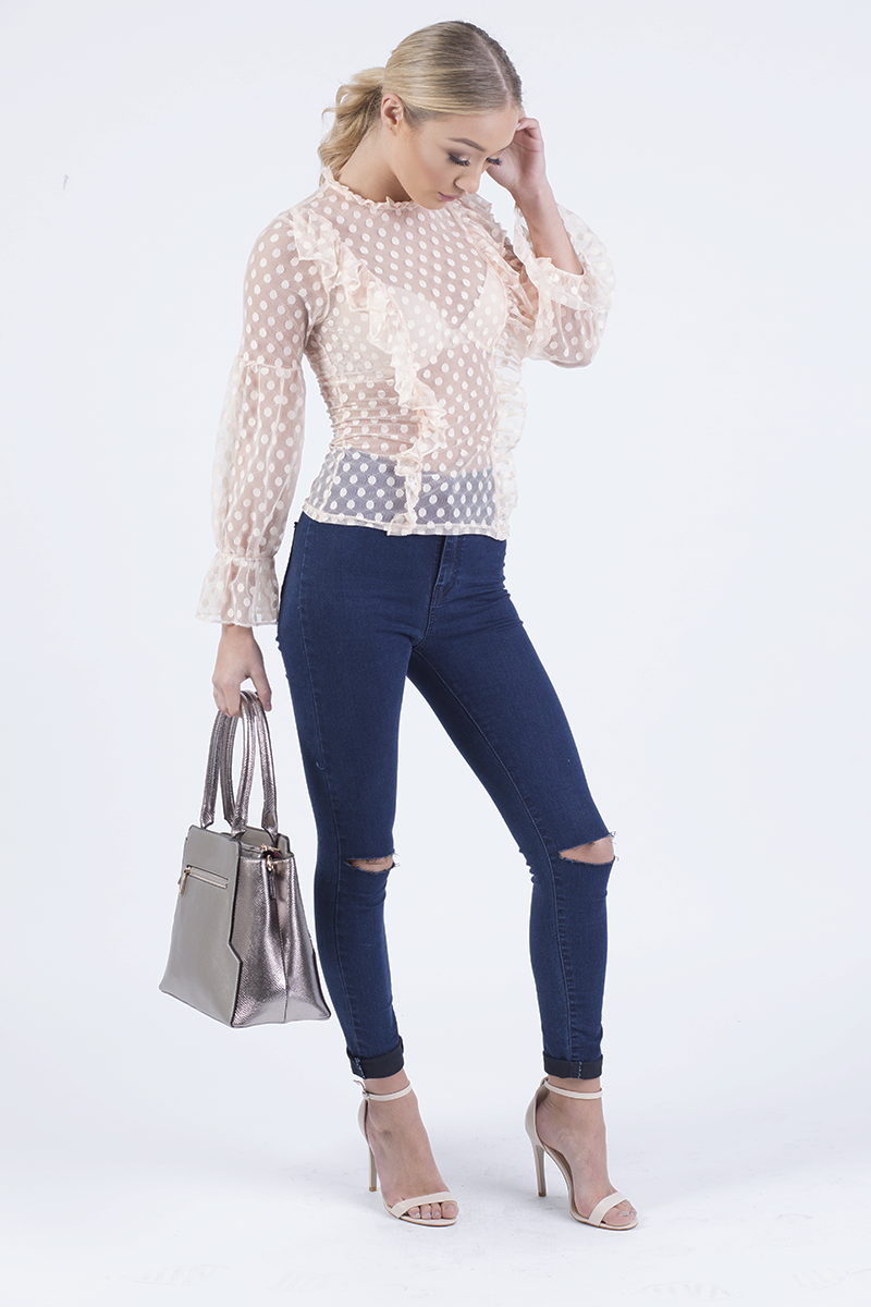 Indigo High Waisted Ripped Knee Skinny Jeans - Amara-Jeans