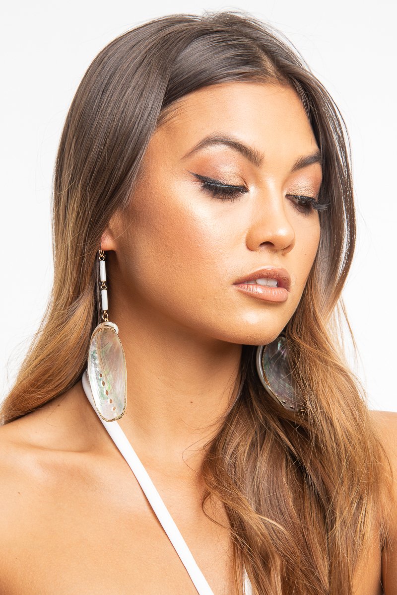 Iridescent Large Shell Drop Earrings - Alene-Jewellery