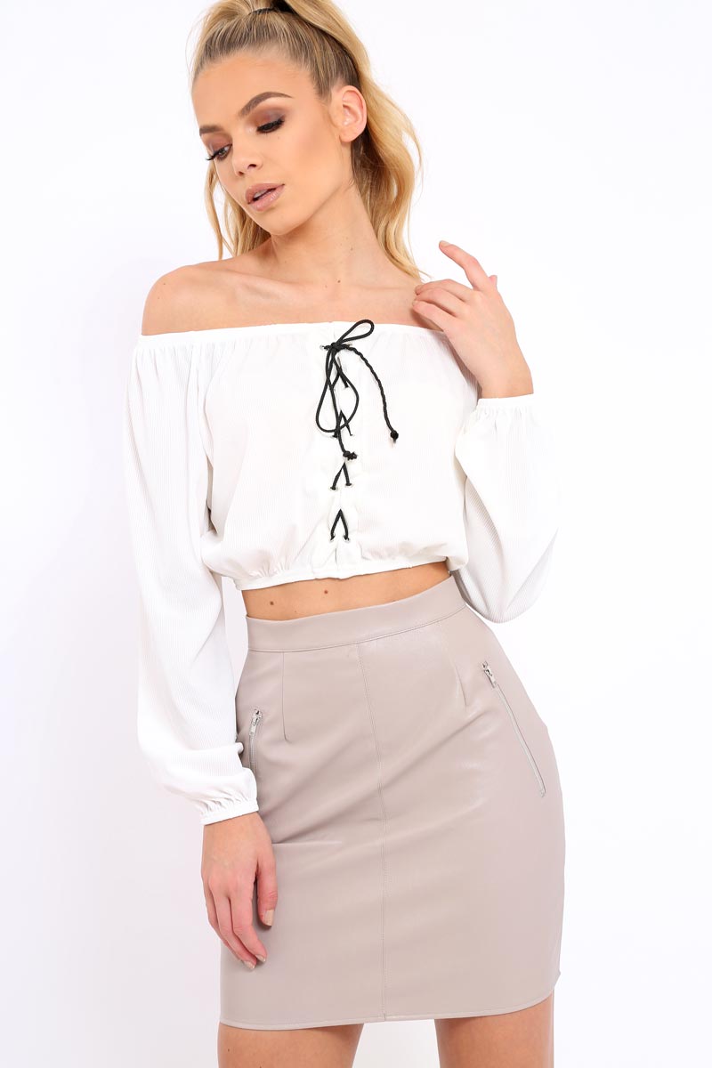 Iris Grey PU Skirt-Skirts