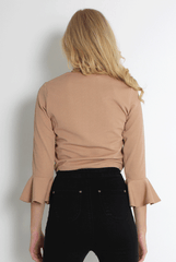Iris Nude Bell Sleeve Turtle Neck Top-Tops