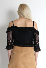 Isla Black Off The Shoulder Top-Tops