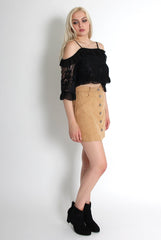 Isla Black Off The Shoulder Top-Tops