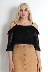 Isla Black Off The Shoulder Top-Tops