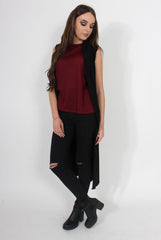 Ivanna Black Sleevless Jacket-Jackets