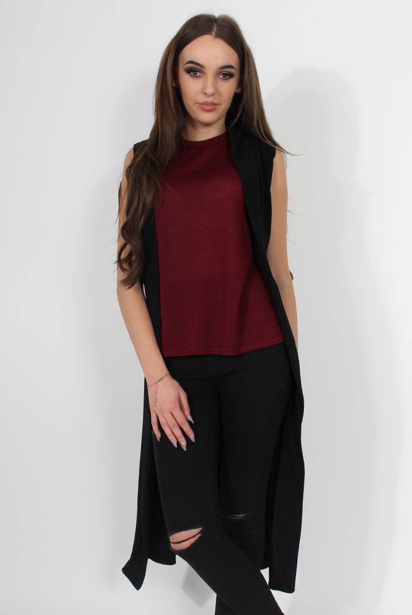 Ivanna Black Sleevless Jacket-Jackets