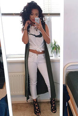 Ivanna Khaki Sleeveless Jacket-Jackets