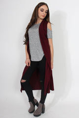Ivanna Wine Sleeveless Jacket-Jackets
