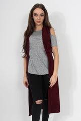 Ivanna Wine Sleeveless Jacket-Jackets