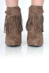 Jai Khaki Tassel Ankle Boot-Boots