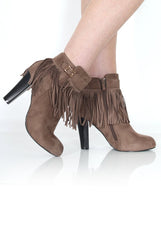 Jai Khaki Tassel Ankle Boot-Boots