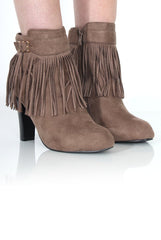 Jai Khaki Tassel Ankle Boot-Boots