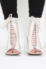 James White Cut Out Lace Up Boots-Boots