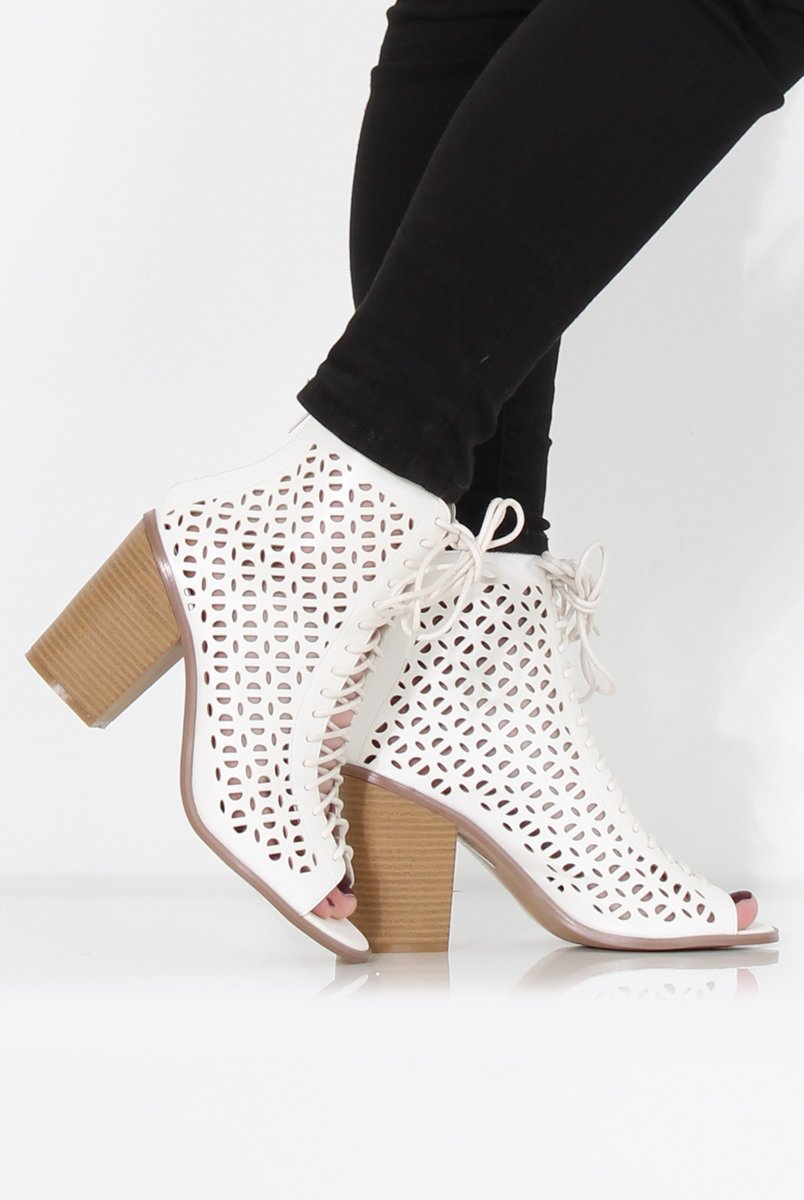 James White Cut Out Lace Up Boots-Boots