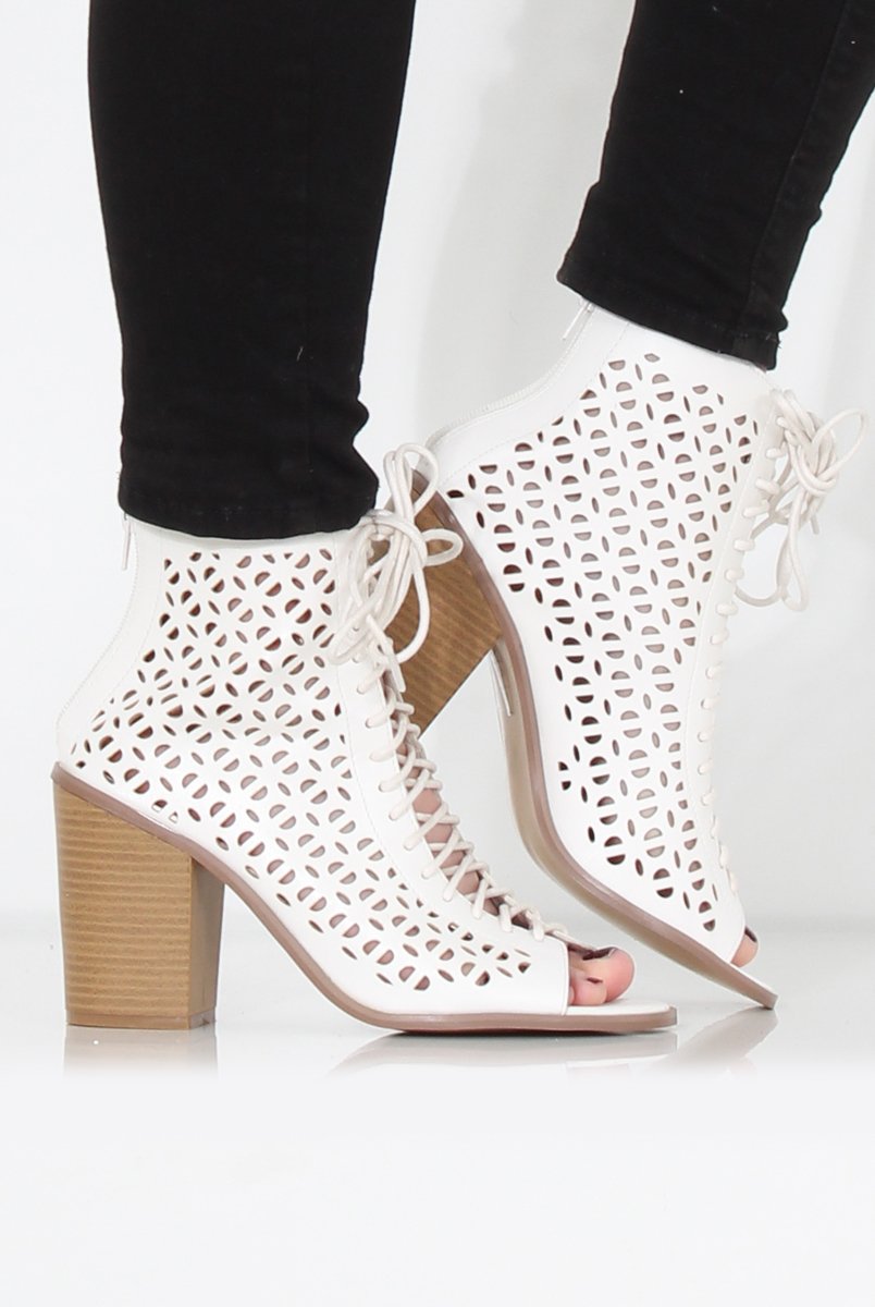 James White Cut Out Lace Up Boots-Boots
