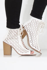 James White Cut Out Lace Up Boots-Boots