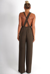 Jan Khaki Deep V Jumpsuit-Jumpsuits