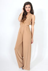 Jan Nude Deep V Neck Jumpsuit-Jumpsuits