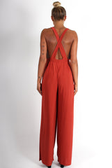 Jan Rust Deep V Jumpsuit-Jumpsuits