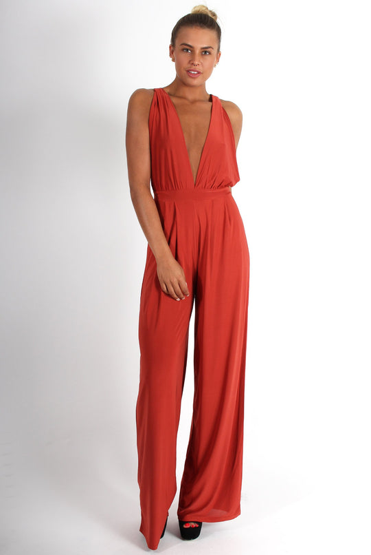 Jan Rust Deep V Jumpsuit