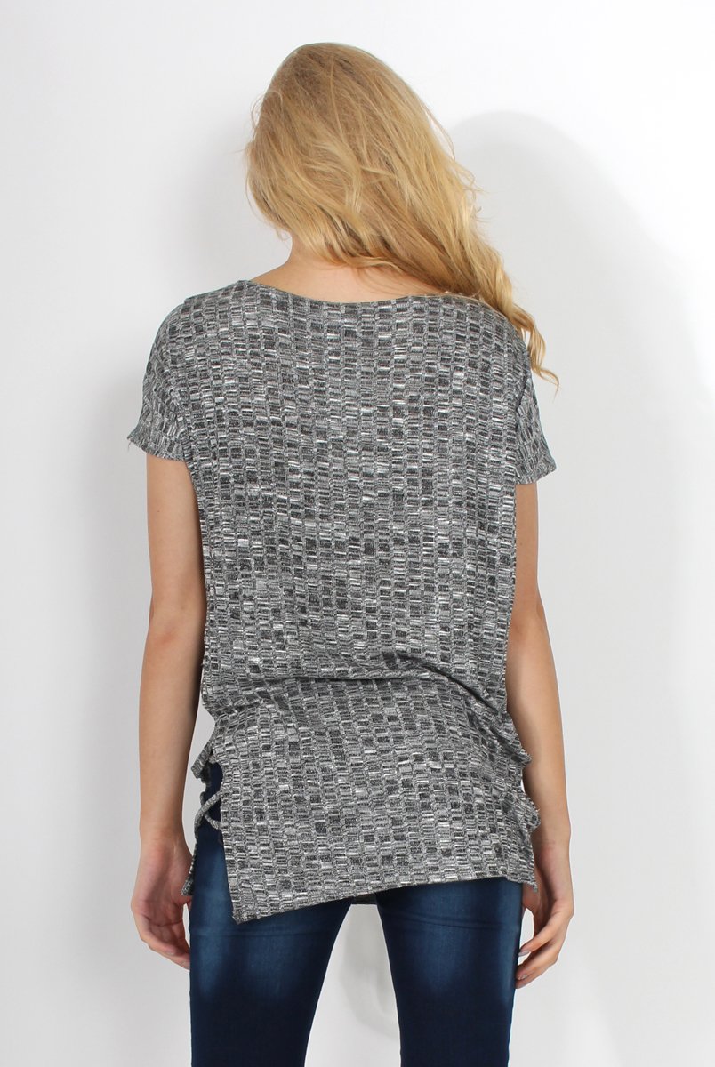 Jana Grey Tie Up Side Top-Tops