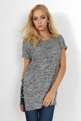 Jana Grey Tie Up Side Top-Tops