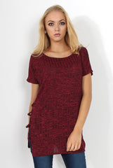 Jana Wine Tie Up Side Top-Tops