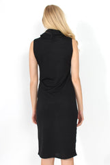 Janet Black Cowl Neck Dress-Dresses