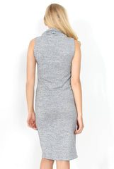 Janet Grey Cowl Neck Dress-Dresses