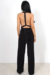 Jano Black Deep V Plunge Jumpsuit-Jumpsuits
