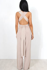 Jano Nude Deep V Plunge Jumpsuit-Jumpsuits