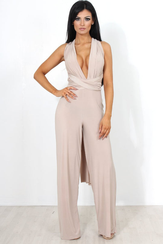 Jano Nude Deep V Plunge Jumpsuit