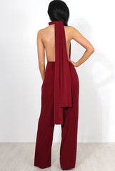 Jano Wine Deep V Plunge Jumpsuit-Jumpsuits