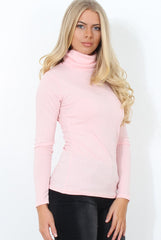 Jaro Pink Ribbed Cowl Neck Top-Tops