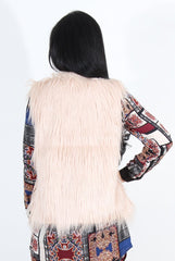 Jazmin Nude Faux Fur Gilet-Jackets